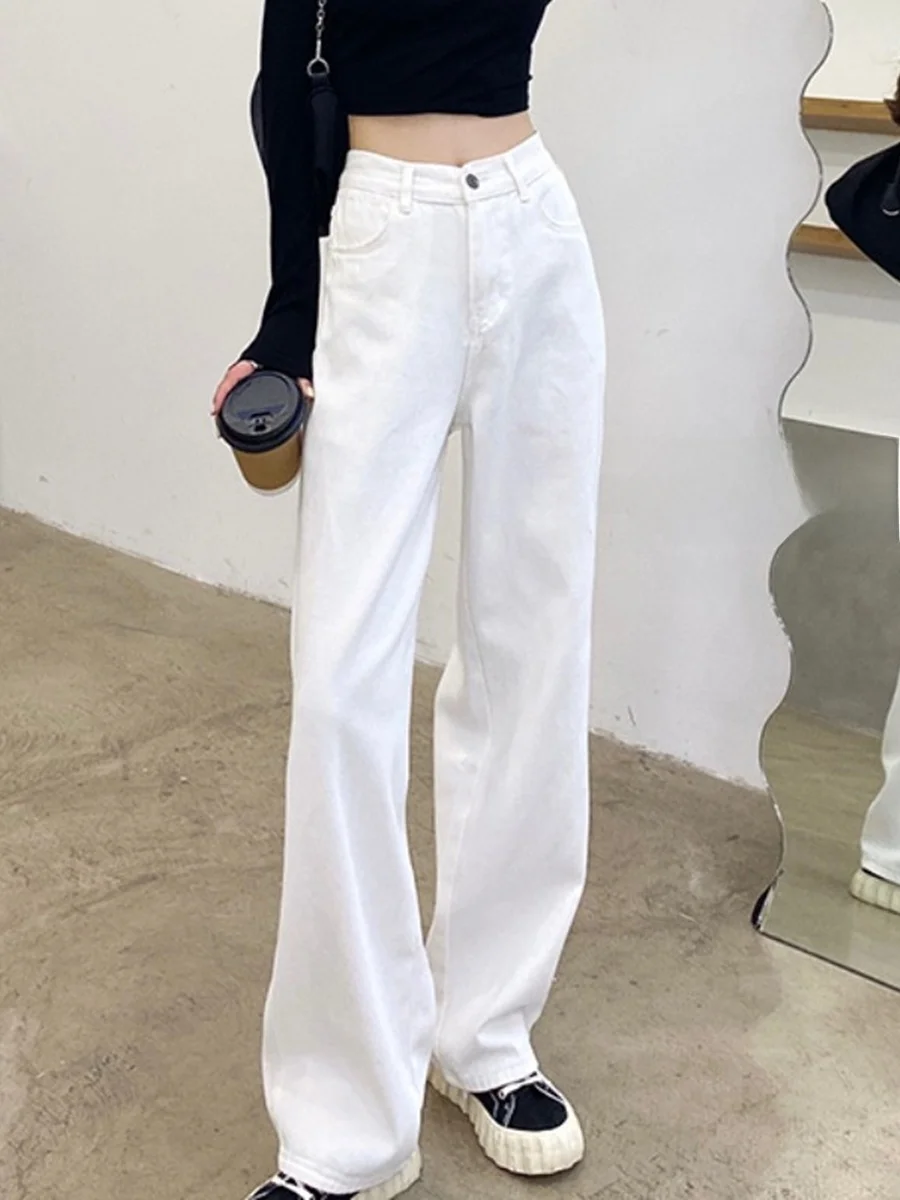 White High Waist plus Size Denim Jeans Women's Straight Leg Summer New Drape Loose Wide Leg Slimming Floor-Length Pants
White High Waist plus Size Denim Jeans Women's Straight Leg Summer New Drape Loose Wide Leg Slimming Floor-Length Pants