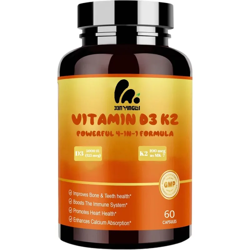 Vitamin D3 K2 Calcium Capsules, 60 Capsules for Bone Immune Health Support
Vitamin D3 K2 Calcium Capsules, 60 Capsules for Bone Immune Health Support
