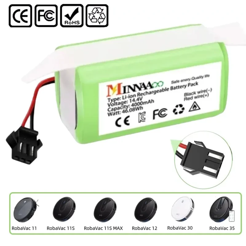 14.4V 4000mAh Li-ion Battery for for Conga 990 1090 Tesvor X500 Ecovacs Deebot N79 N79S DN622 Eufy RoboVac 11 11S RoboVac 30
14.4V 4000mAh Li-ion Battery for for Conga 990 1090 Tesvor X500 Ecovacs Deebot N79 N79S DN622 Eufy RoboVac 11 11S RoboVac 30