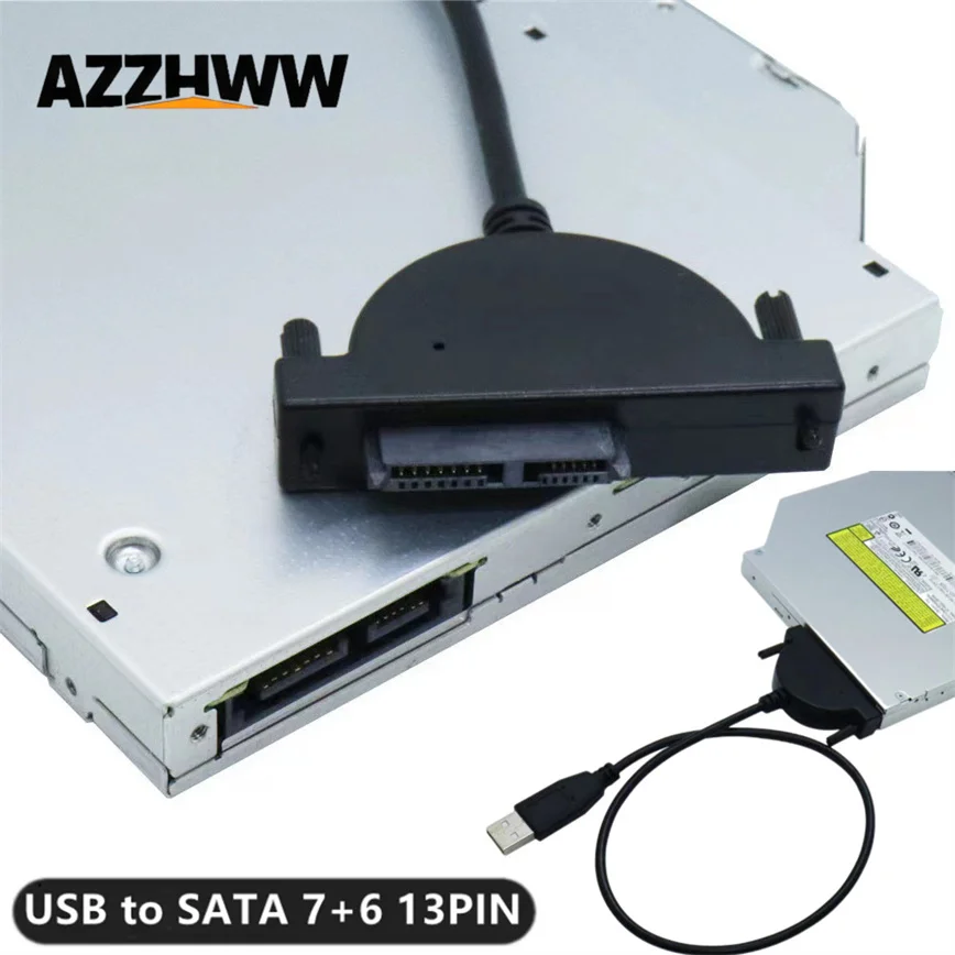 SATA to USB 2.0 Cable Adapter USB 2.0 to SATA II Optical Disc Drive Cable Slimline 7+6 13Pin for Laptop CD/DVD-RW/Blu-ray Drive
SATA to USB 2.0 Cable Adapter USB 2.0 to SATA II Optical Disc Drive Cable Slimline 7+6 13Pin for Laptop CD/DVD-RW/Blu-ray Drive