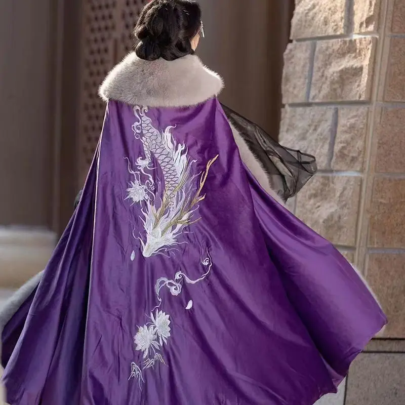 Hanfu Cloak Women Chinese New Year Winter Warm Red&Purple Embroidered Hanfu Cloak Cape Female Carnival Christmas Cosplay Costume
Hanfu Cloak Women Chinese New Year Winter Warm Red&Purple Embroidered Hanfu Cloak Cape Female Carnival Christmas Cosplay Costume