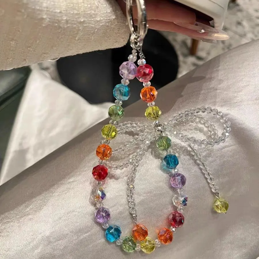 Fashionable Rainbow Bow Crystal Mobile Phone Pendant Chain Short Hand-Held Luxury Accessory High-End Colored Design Phone Strap
Fashionable Rainbow Bow Crystal Mobile Phone Pendant Chain Short Hand-Held Luxury Accessory High-End Colored Design Phone Strap