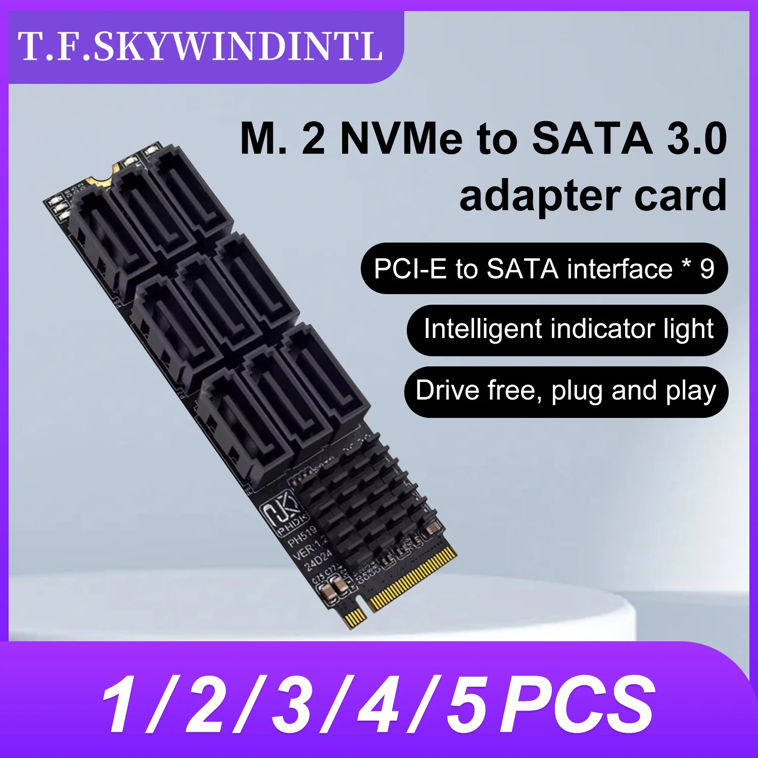 M2 PCIe SATA 6Gbps 9-port Adapter M.2 NGFF NVME to SATA3.0 Expansion Card Chassis Server PC Computer Expansion Card for Desktop
M2 PCIe SATA 6Gbps 9-port Adapter M.2 NGFF NVME to SATA3.0 Expansion Card Chassis Server PC Computer Expansion Card for Desktop