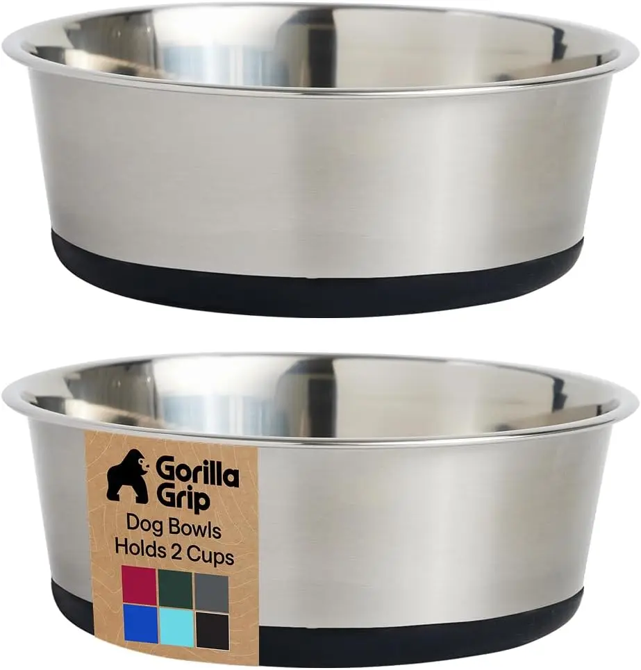 Food Grade 304 Stainless Steel Dog Bowls, 2 Cup Each, Set of 2, Non-Slip Silicone Base, Dishwasher Safe
Food Grade 304 Stainless Steel Dog Bowls, 2 Cup Each, Set of 2, Non-Slip Silicone Base, Dishwasher Safe