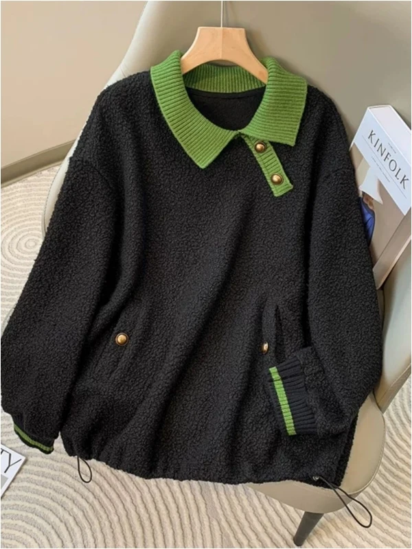 Large Size 300 Pou Color Blo Collar Lamb Fur Sweatirt ex Autumn Winter New Dstring Hem Fce Lined Top
Large Size 300 Pou Color Blo Collar Lamb Fur Sweatirt ex Autumn Winter New Dstring Hem Fce Lined Top