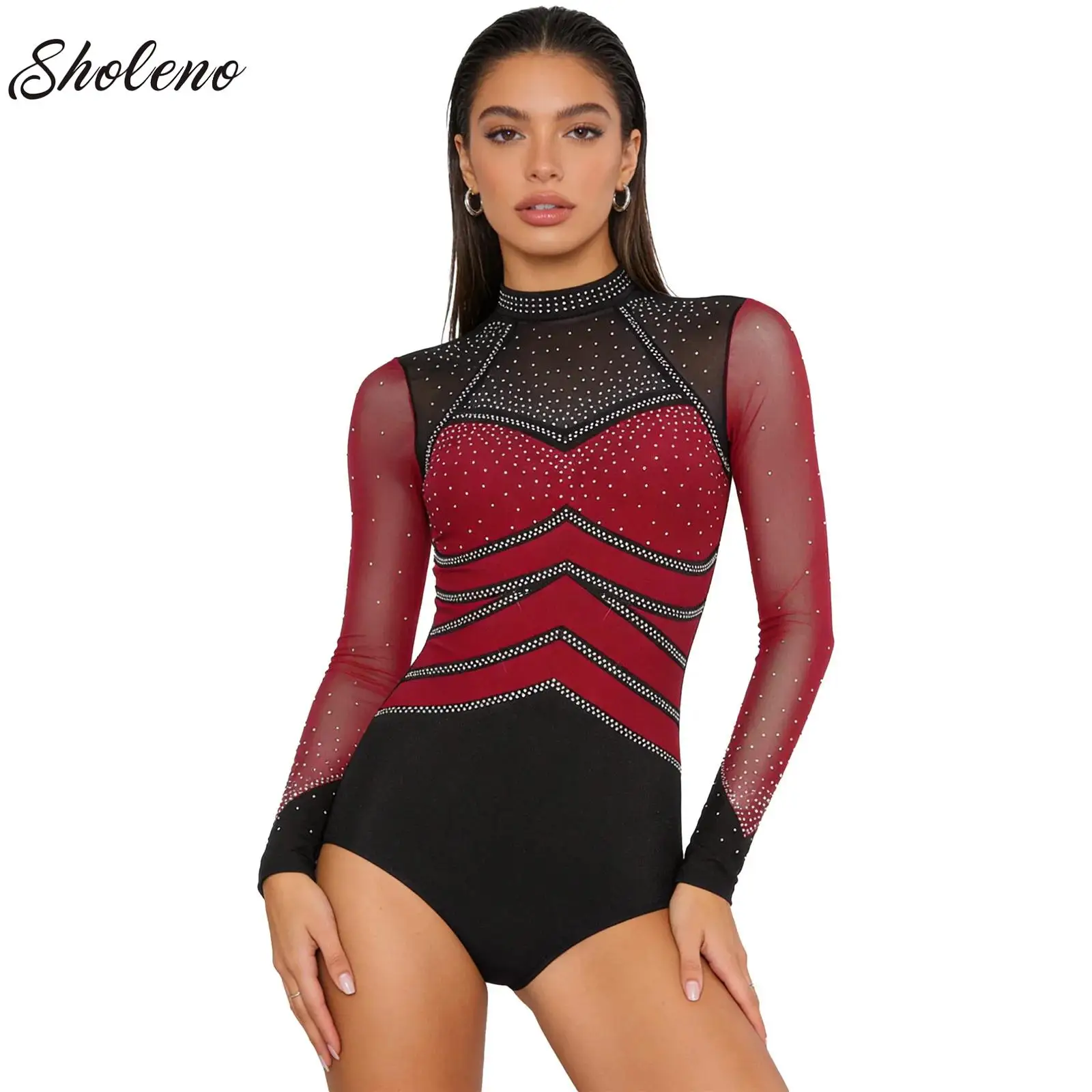 Womens Rhinestone Gymnastics Leotard Long Sleeve Cutout Jumpsuit Bodysuit Ballet Dancewear Figure Skating Performance Costume
Womens Rhinestone Gymnastics Leotard Long Sleeve Cutout Jumpsuit Bodysuit Ballet Dancewear Figure Skating Performance Costume