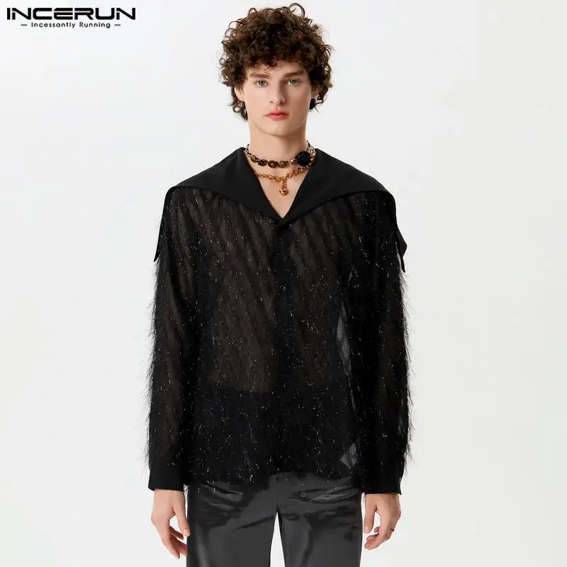 INCERUN Men Shirt Mesh Patchwork Transparent Tassel Lapel Long Sleeve Casual Men Clothing Streetwear 2024 Fashion Camisas S-5XL
INCERUN Men Shirt Mesh Patchwork Transparent Tassel Lapel Long Sleeve Casual Men Clothing Streetwear 2024 Fashion Camisas S-5XL