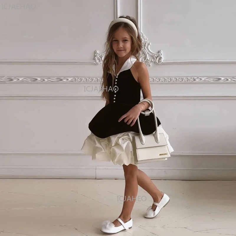 Girls Dress Black Velvet White Satin Vintage Birthday Party Performance Kids Dresses Host Gown Childrens Pageant Formal Costume
Girls Dress Black Velvet White Satin Vintage Birthday Party Performance Kids Dresses Host Gown Childrens Pageant Formal Costume