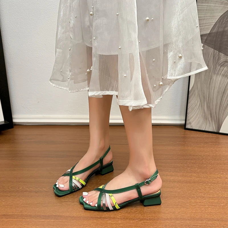 Women's Sandals Square Heel Narrow Band Patchwork 4cm Heel High Shoes Women Leisure Dress Retro Roman 2025 Zapatillas De Mujer
Women's Sandals Square Heel Narrow Band Patchwork 4cm Heel High Shoes Women Leisure Dress Retro Roman 2025 Zapatillas De Mujer