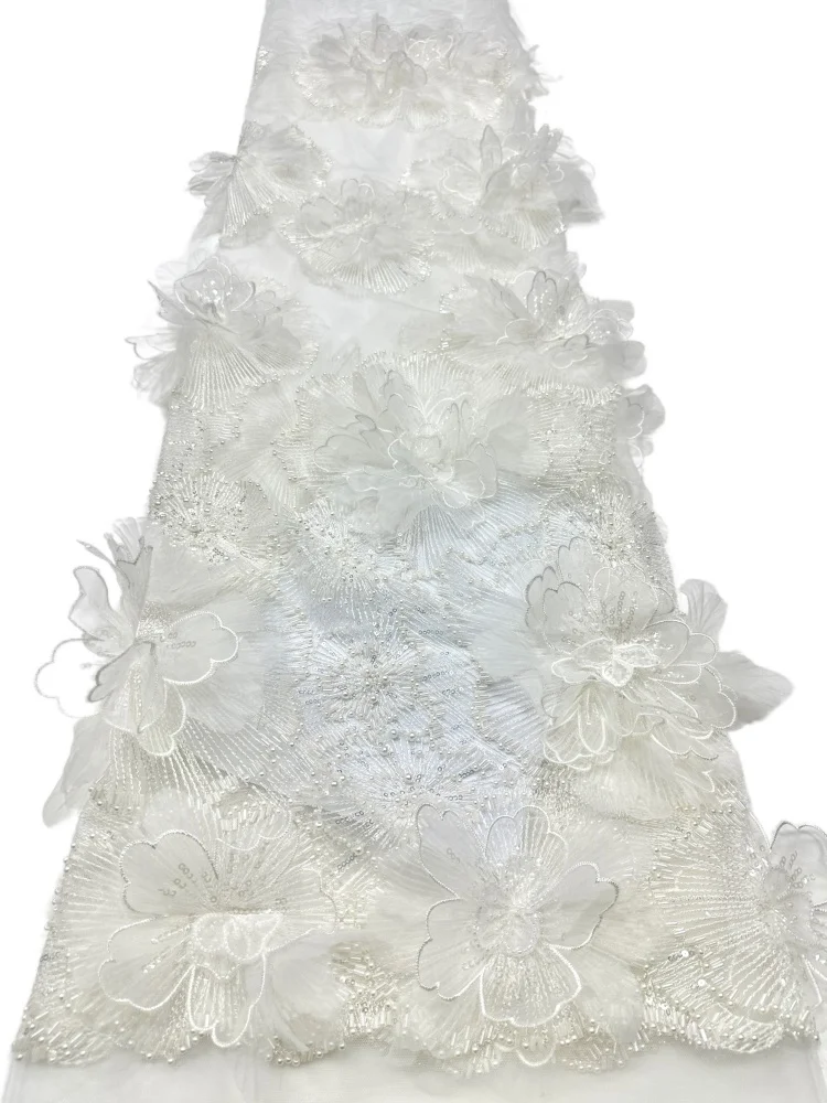 Luxury 3D Embroidered Beaded Lace Fabric Nigerian French-Style Sequins for Wedding Gown Evening Dress Fabric
Luxury 3D Embroidered Beaded Lace Fabric Nigerian French-Style Sequins for Wedding Gown Evening Dress Fabric