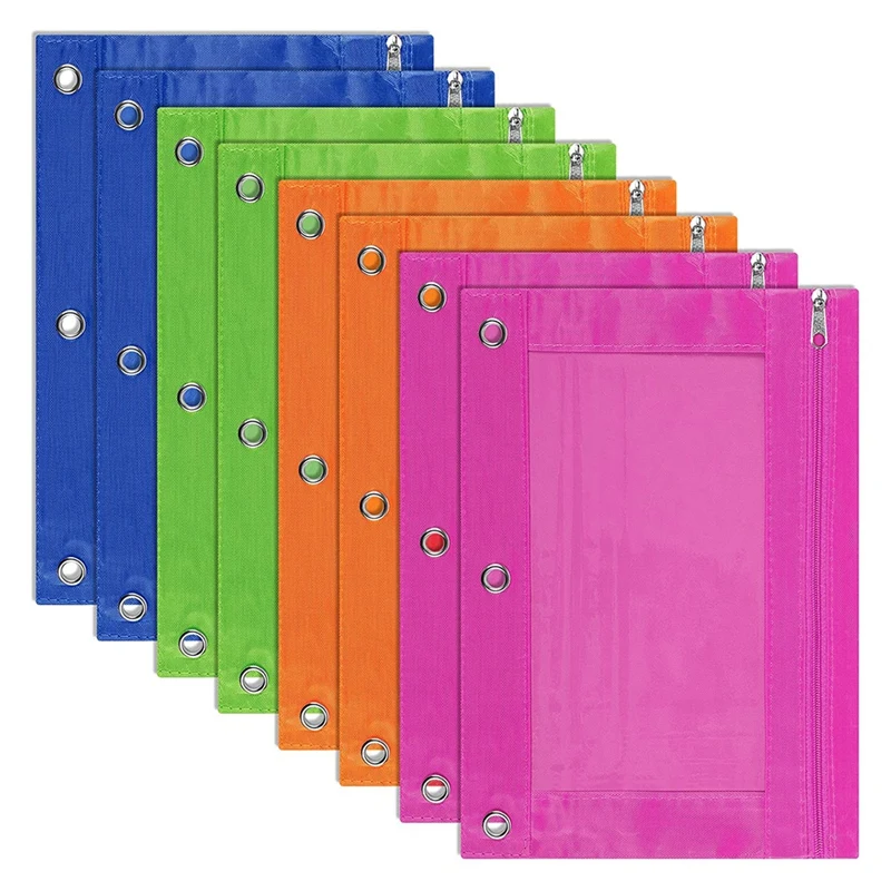 8 Pack 3-Ring Pencil Pouch, Pouch Binder, Multi-Color, Pencil Case, Clear Window, For School Supplies, Office Supplies
8 Pack 3-Ring Pencil Pouch, Pouch Binder, Multi-Color, Pencil Case, Clear Window, For School Supplies, Office Supplies