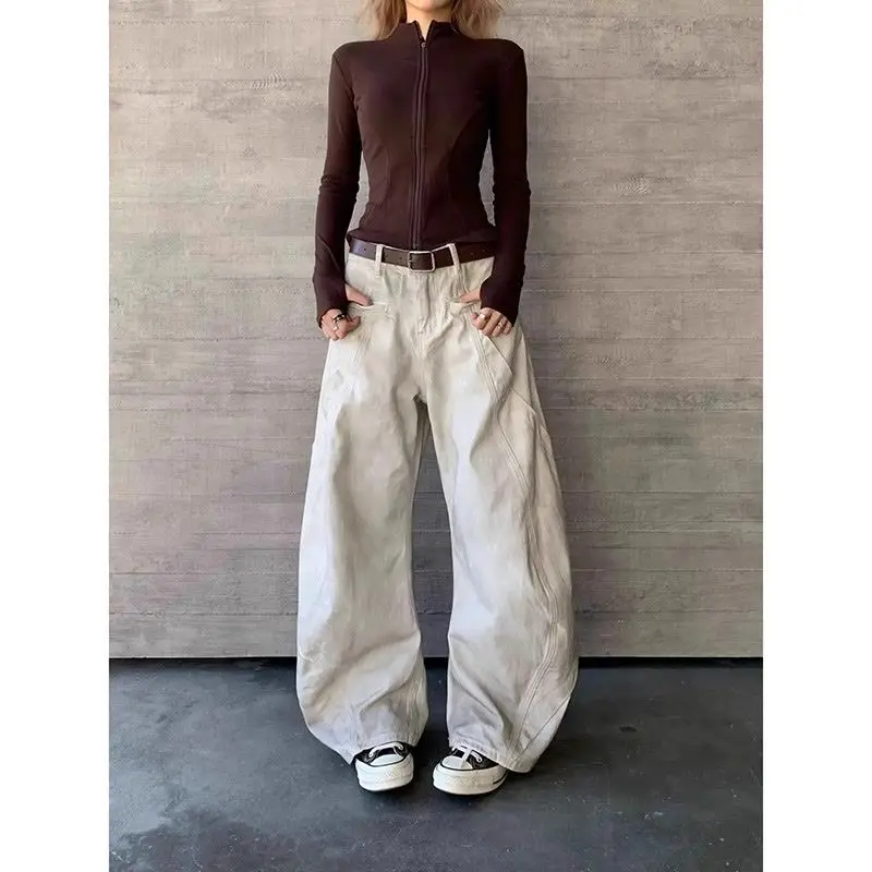 American retro deconstruction old dirty dyed wide-leg jeans women's 2025 spring loose silhouette straight scimitar pants tide
American retro deconstruction old dirty dyed wide-leg jeans women's 2025 spring loose silhouette straight scimitar pants tide