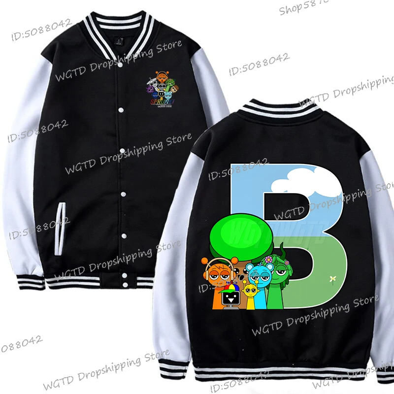 Spring Sprunki Baseball Jacket Funny Figure Letter Boys Girls Y2K Outerwear Horror Game Lover Kids Longsleeve Uniform Coats
Spring Sprunki Baseball Jacket Funny Figure Letter Boys Girls Y2K Outerwear Horror Game Lover Kids Longsleeve Uniform Coats