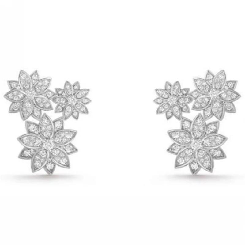 Silver Plated Double Floral Cluster Stud Earrings with Paved CZ Design
Silver Plated Double Floral Cluster Stud Earrings with Paved CZ Design
