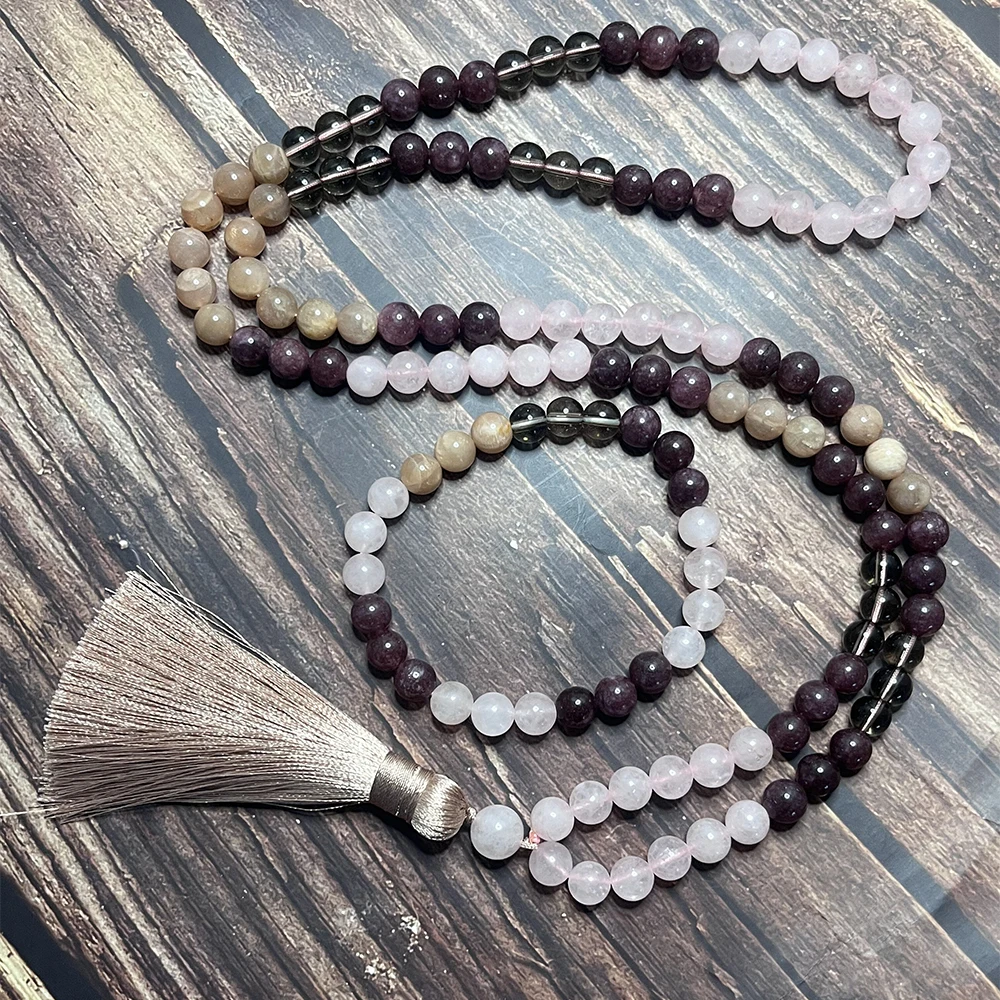 8mm Rose Quartz Sunstone Necklace Bracelet Set 108 Mala Beads Prayer Meditation Japamala Jewelry for Women
8mm Rose Quartz Sunstone Necklace Bracelet Set 108 Mala Beads Prayer Meditation Japamala Jewelry for Women