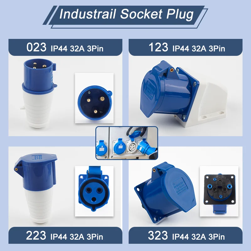 32A High Quality IP44 3P Waterproof Industrial Plug&Socket Male Female 2P+E Wire Cable Outdoor Connector 220V-240V Junction Box
32A High Quality IP44 3P Waterproof Industrial Plug&Socket Male Female 2P+E Wire Cable Outdoor Connector 220V-240V Junction Box