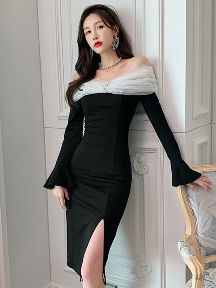 2023 Elegant Vintage Sexy Women's Dress Off Shoulder Backless Midi Dress Sequins Mesh Skinny Robe Femme Banquet Party Vestido
2023 Elegant Vintage Sexy Women's Dress Off Shoulder Backless Midi Dress Sequins Mesh Skinny Robe Femme Banquet Party Vestido