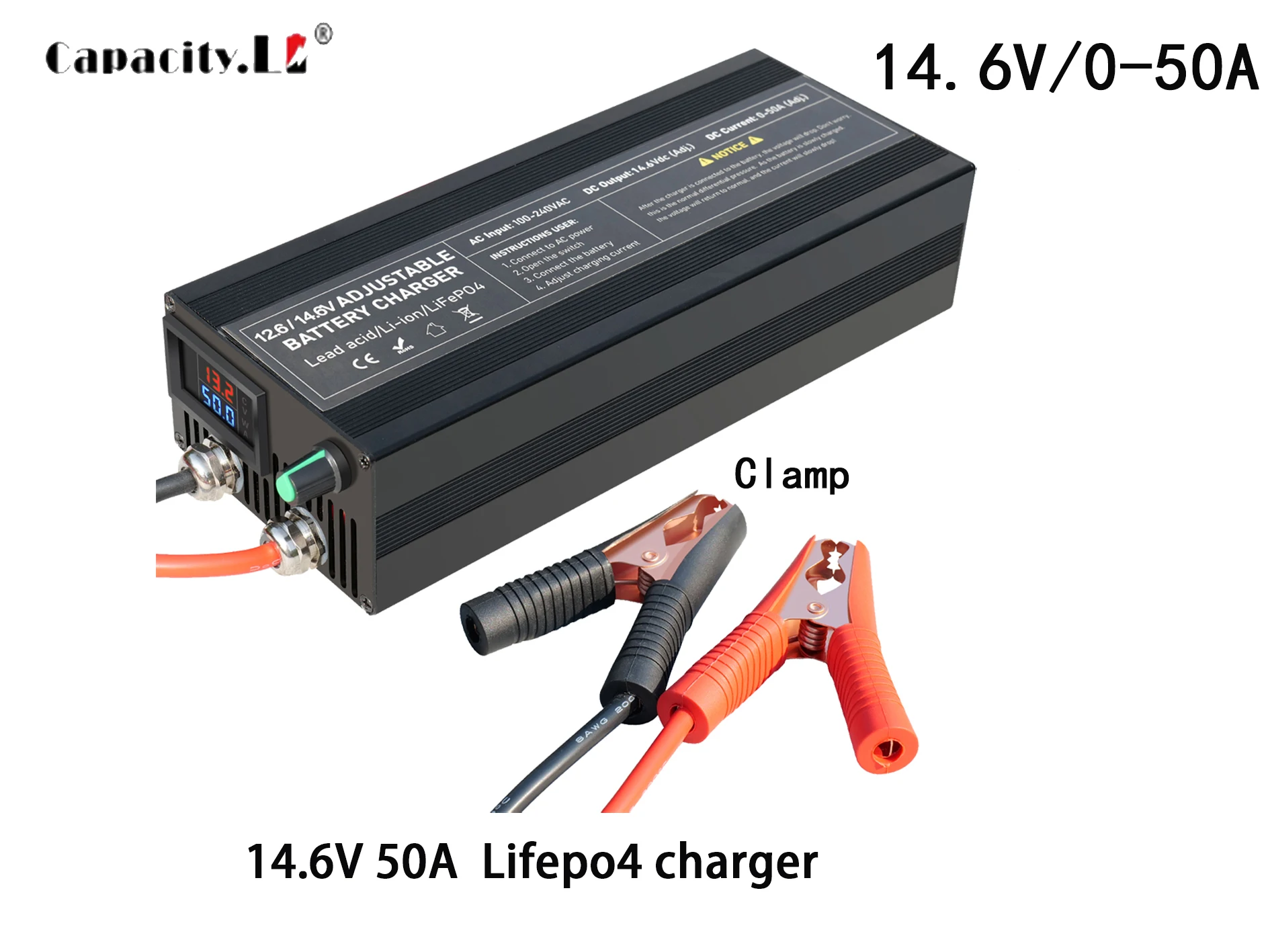 Capacity Li Lifepo4 battery box, external fast battery box, 12V, 50A, 14.6V, 12.6V, 100-240V large capacity charger
Capacity Li Lifepo4 battery box, external fast battery box, 12V, 50A, 14.6V, 12.6V, 100-240V large capacity charger