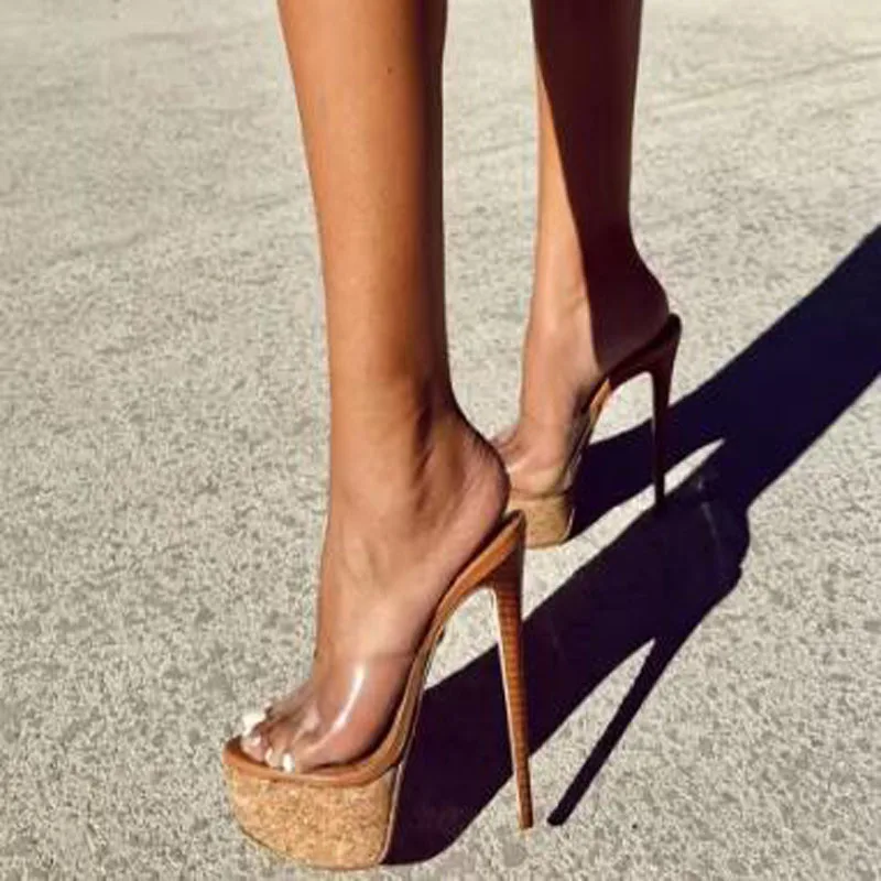 Transparent PVC Peep Toe Platform Wood Stiletto Heels Mules Sexy Women Red Black Shallow Slip On High Heel Modern Slippers Shoes
Transparent PVC Peep Toe Platform Wood Stiletto Heels Mules Sexy Women Red Black Shallow Slip On High Heel Modern Slippers Shoes