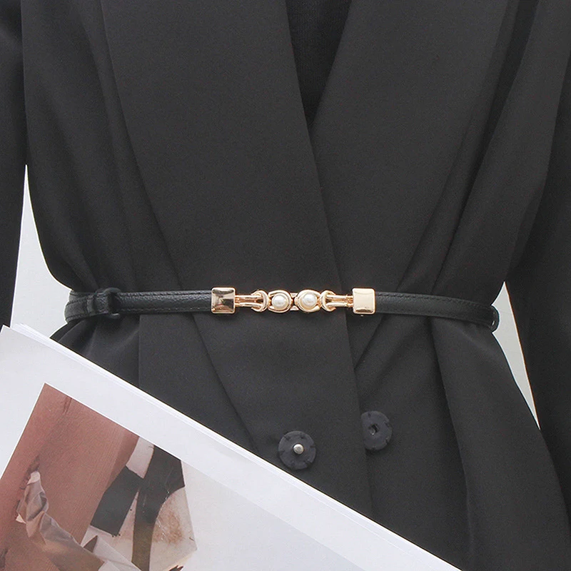New Women's Belt Creative Double Pearl Leather Dress Waist Elastic Thin Belt Elegant Women Fashion Accessory Female Belt
New Women's Belt Creative Double Pearl Leather Dress Waist Elastic Thin Belt Elegant Women Fashion Accessory Female Belt