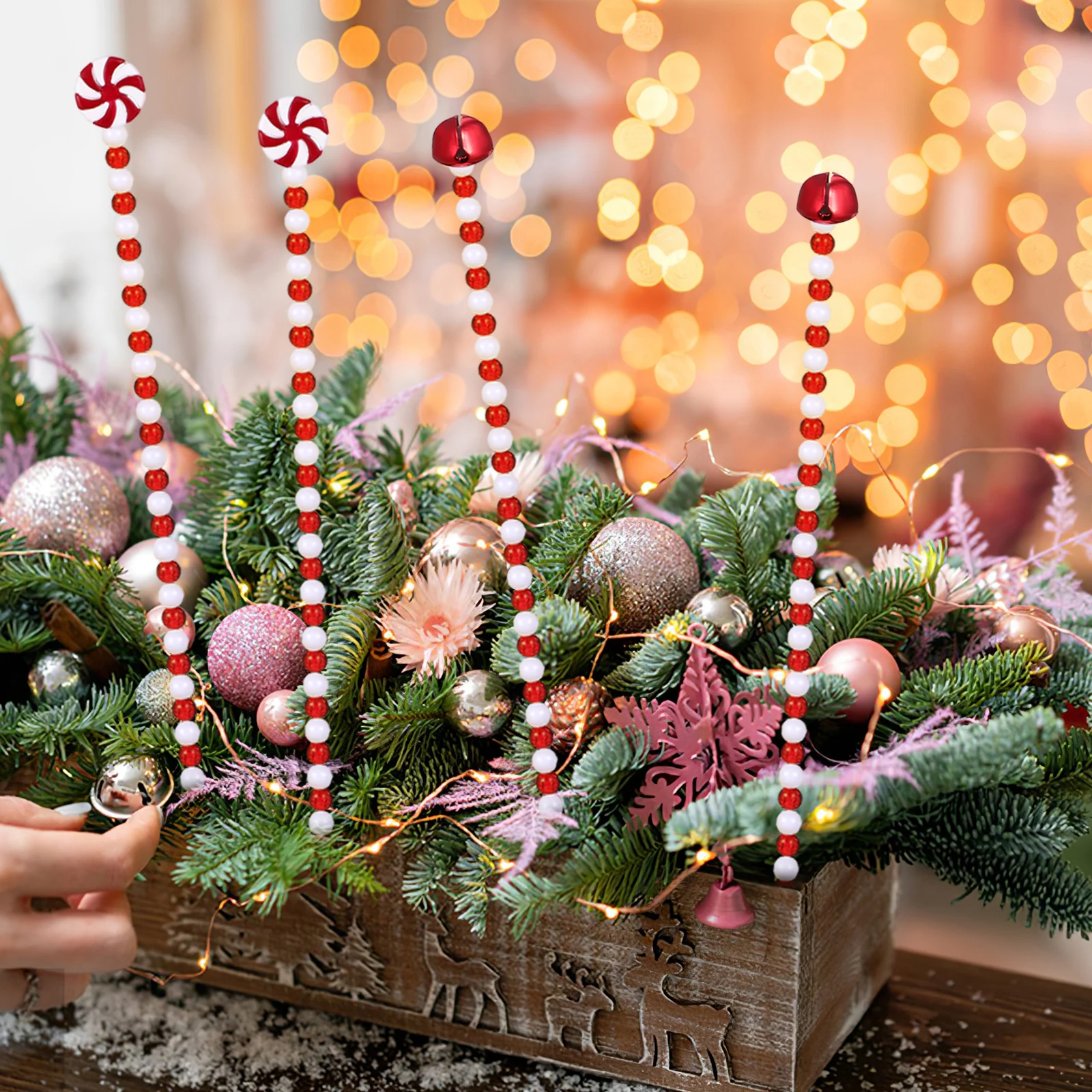20 pcs Candy Cane Decorations Christmas Tree Sticks Ornaments Bell Pendant Red White Holiday DIY Party Supplies
20 pcs Candy Cane Decorations Christmas Tree Sticks Ornaments Bell Pendant Red White Holiday DIY Party Supplies