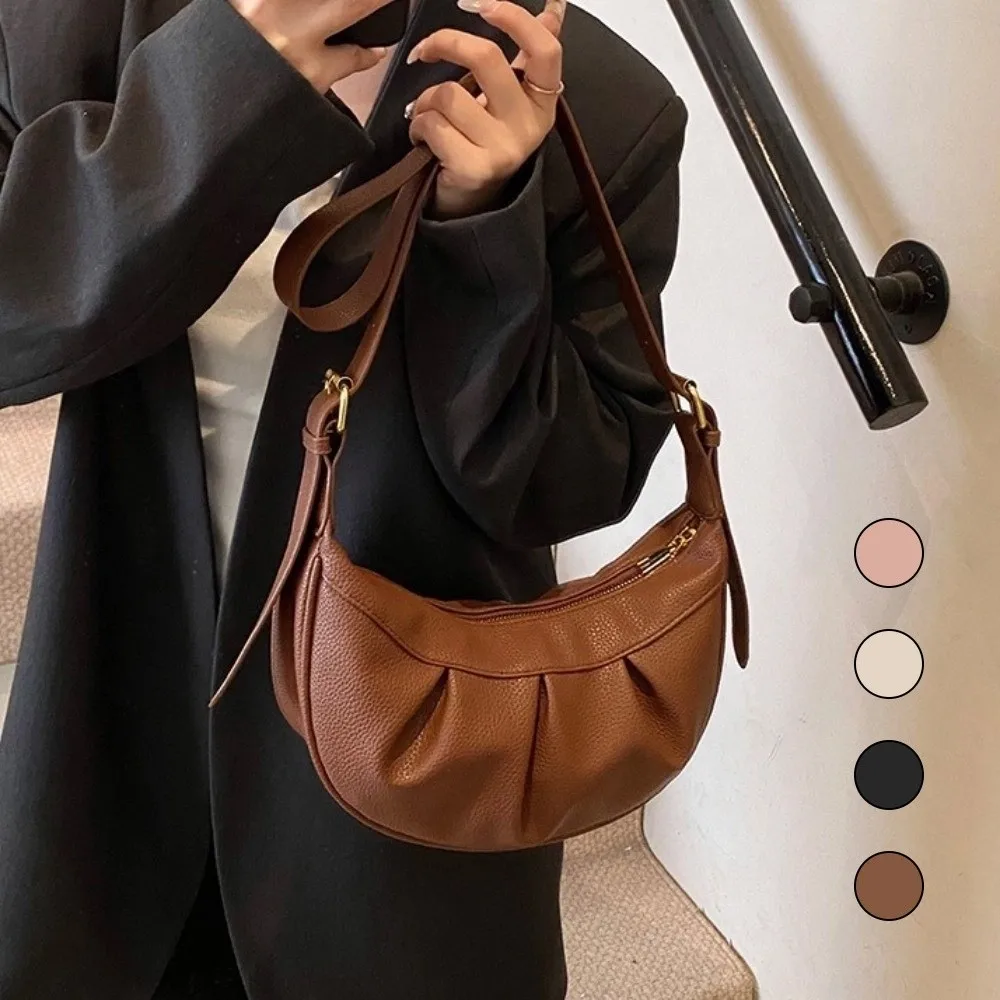 Korean Style Pleated Crossbody Bag Lightweight Solid Color PU Dumpling Bag Soft Leather Handbag Underarm Shoulder Bag Student
Korean Style Pleated Crossbody Bag Lightweight Solid Color PU Dumpling Bag Soft Leather Handbag Underarm Shoulder Bag Student