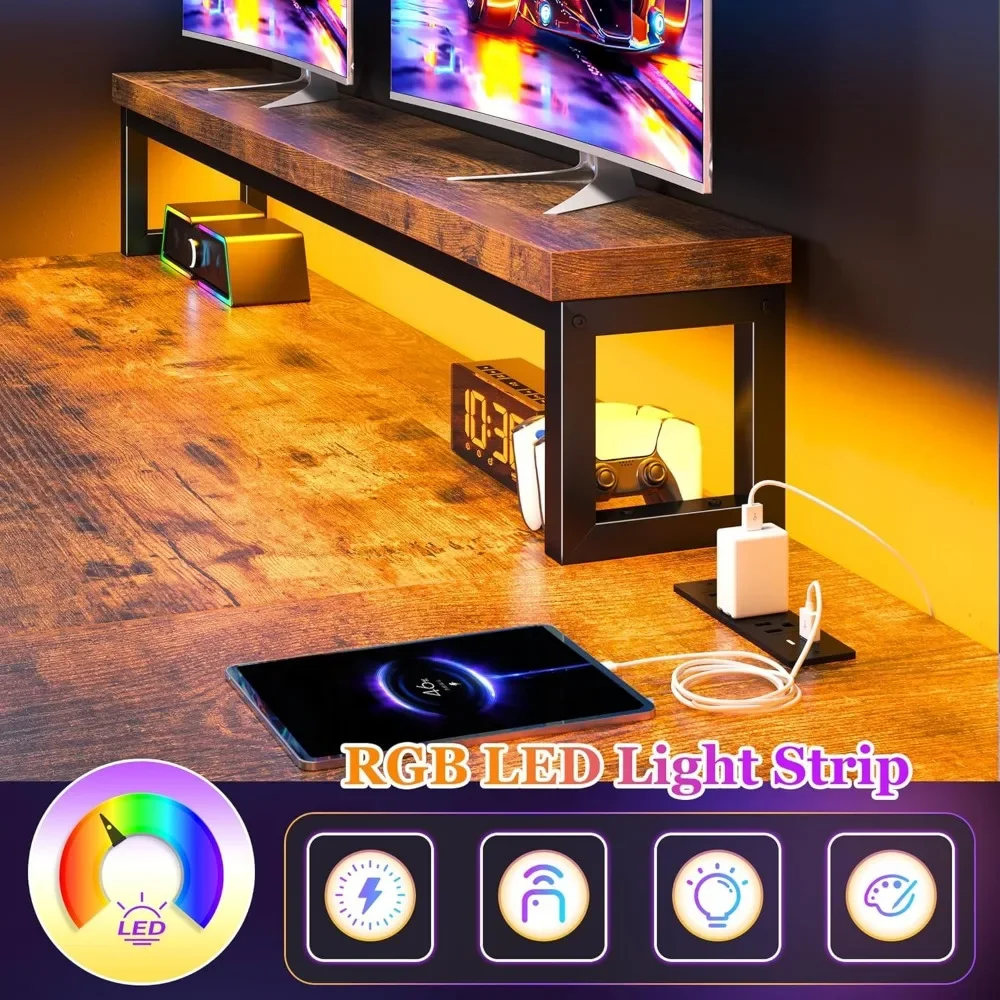 L Shaped Gaming Desk with LED Lights & Power Outlet, 48Inch Corner Computer Desk with Drawers Reversible Office Desk
L Shaped Gaming Desk with LED Lights & Power Outlet, 48Inch Corner Computer Desk with Drawers Reversible Office Desk