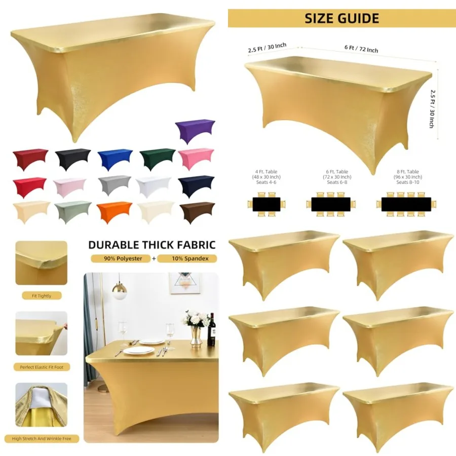 6-Pack 6Feet Spandex Table Covers for Rectangle Standard Folding Tables - Wrinkle Resistant Stretch Tablecloths - Ultimate Fitt
6-Pack 6Feet Spandex Table Covers for Rectangle Standard Folding Tables - Wrinkle Resistant Stretch Tablecloths - Ultimate Fitt