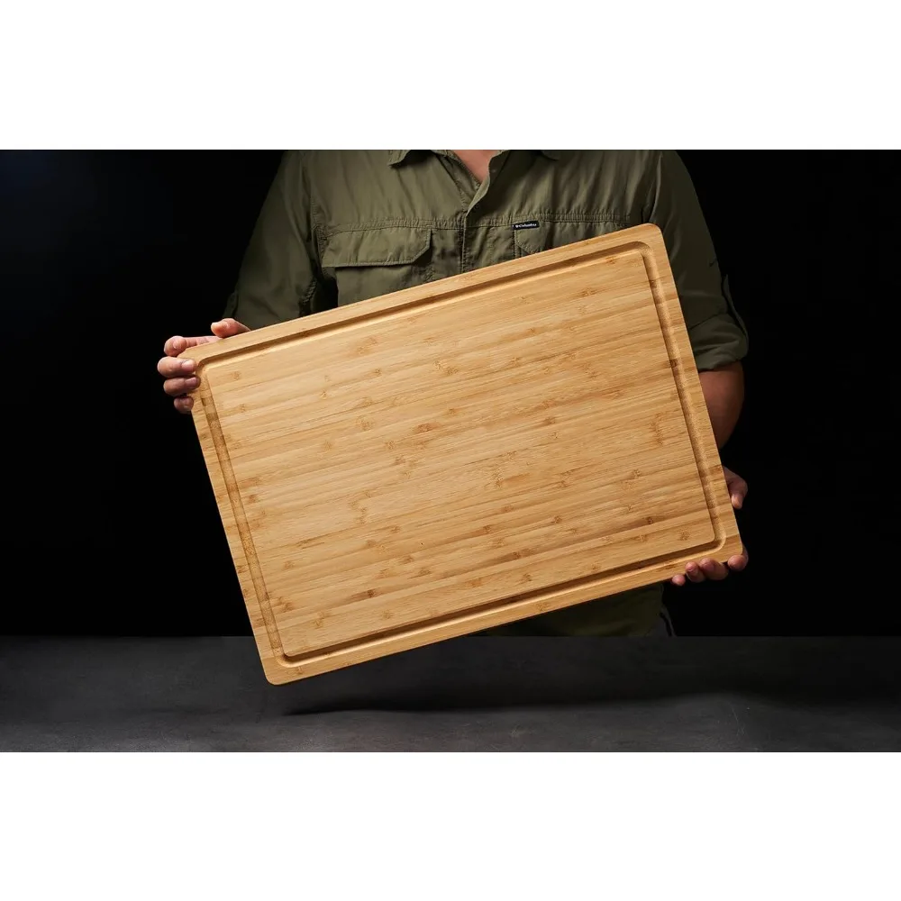 Extra Large Bamboo Cutting Boards for Kitchen, XXL Wood Charcuterie Boards Cheese Serving Tray with Side Handles
Extra Large Bamboo Cutting Boards for Kitchen, XXL Wood Charcuterie Boards Cheese Serving Tray with Side Handles