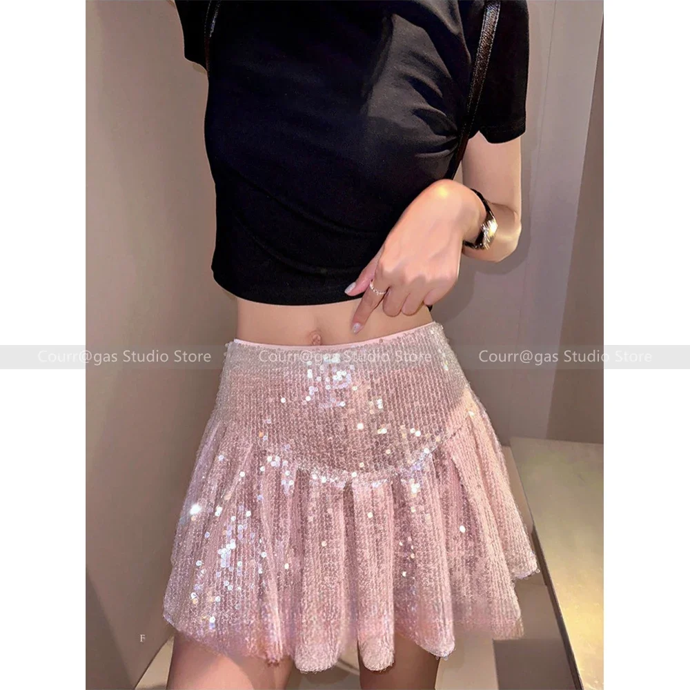 Pink glitter sequins half-body skirt female spring and summer sweet spicy wind irregular high waist temperament cake skirt
Pink glitter sequins half-body skirt female spring and summer sweet spicy wind irregular high waist temperament cake skirt