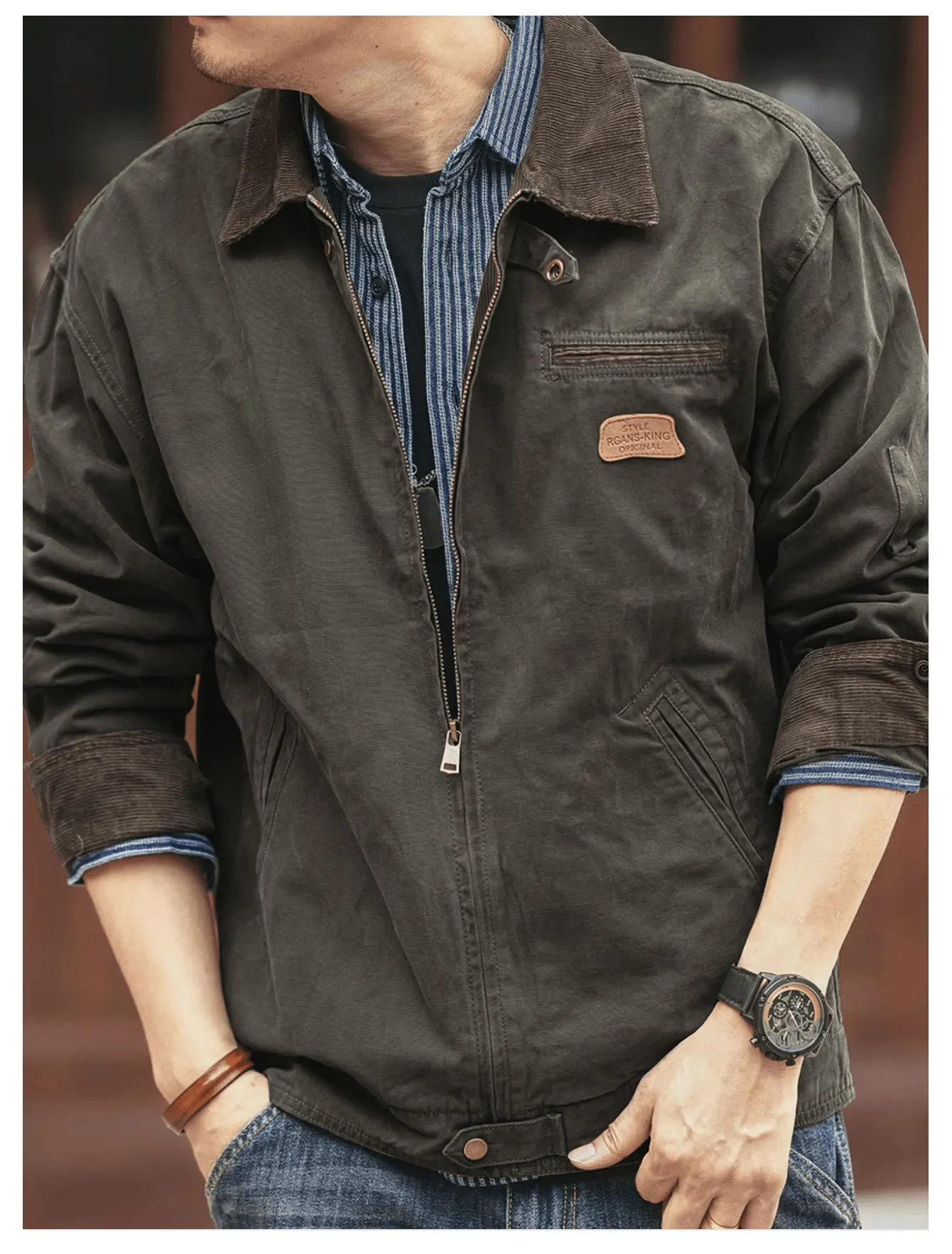 Мужская рабочая куртка американского размера, винтажная тяжелая потертая парусиновая верхняя одежда, пальто, уличная охотничья уличная стильная ветровка свободного покроя
Мужская рабочая куртка американского размера, винтажная тяжелая потертая парусиновая верхняя одежда, пальто, уличная охотничья уличная стильная ветровка свободного покроя