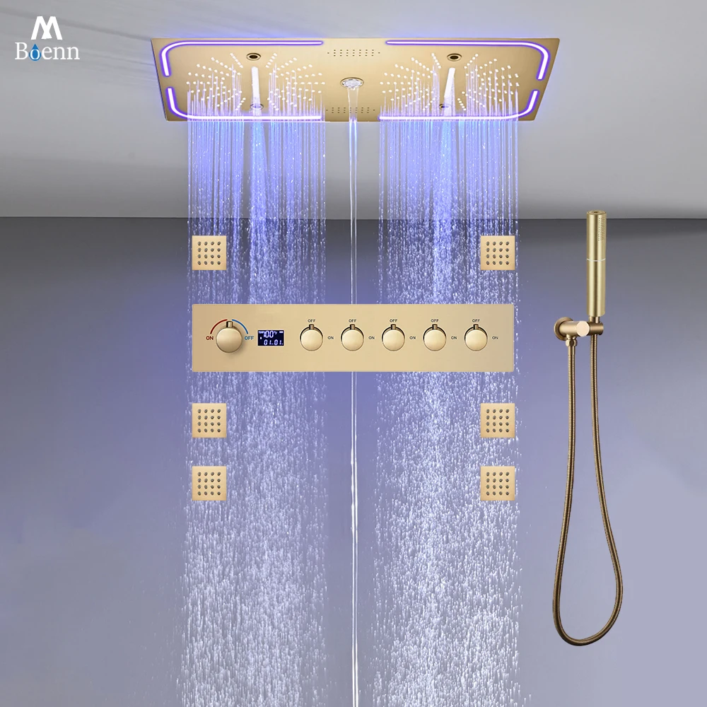 M Boenn 5 Functions LED Shower Set Smart Digital Display Hot Cold Mixer Bathroom Ceiling 700*350 mm Shower Head Massage Body Jet
M Boenn 5 Functions LED Shower Set Smart Digital Display Hot Cold Mixer Bathroom Ceiling 700*350 mm Shower Head Massage Body Jet