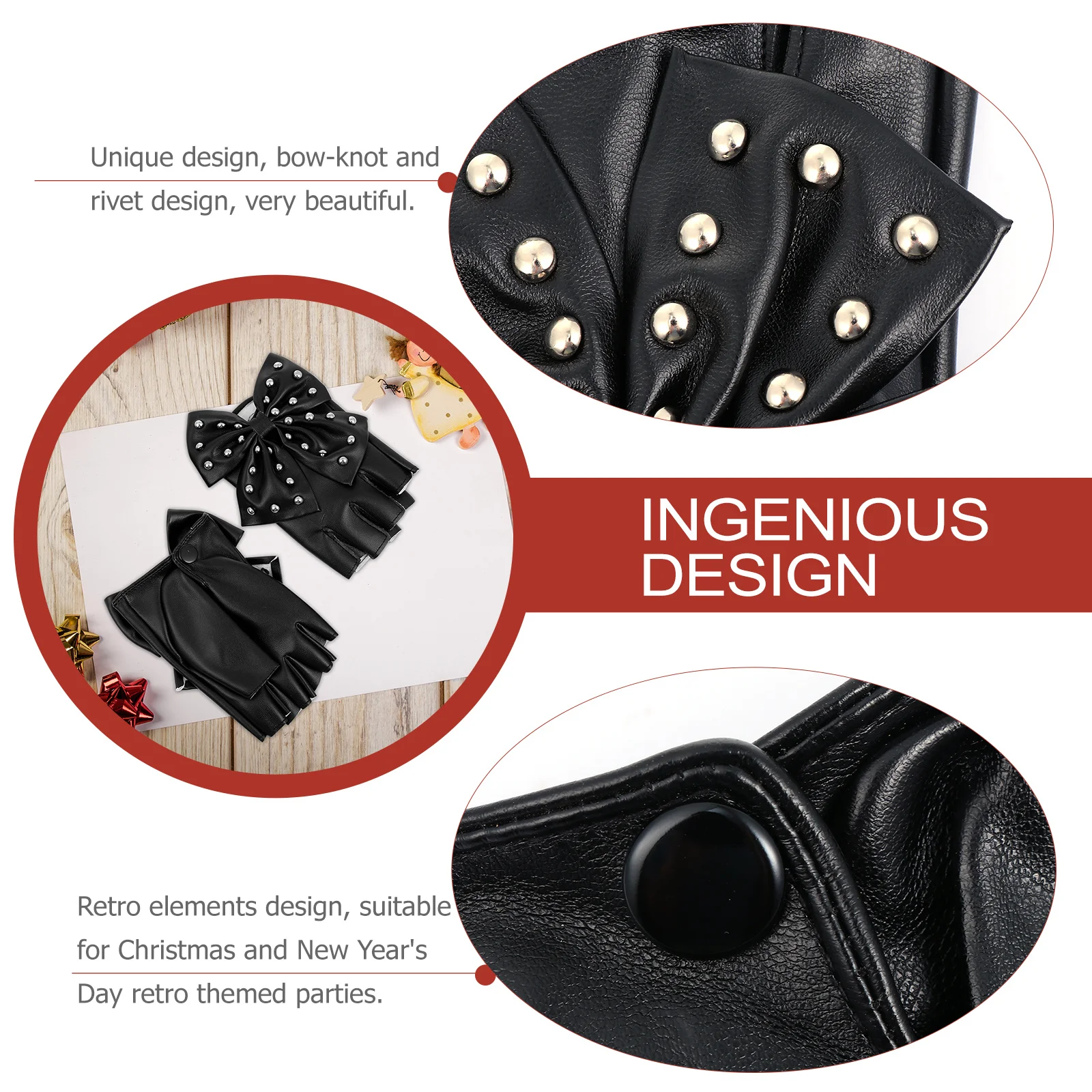 1Pair Half-Finger Glove High-Quality Bow-Knot Rivet Design Breathable Retro Style for Christmas New Year
1Pair Half-Finger Glove High-Quality Bow-Knot Rivet Design Breathable Retro Style for Christmas New Year