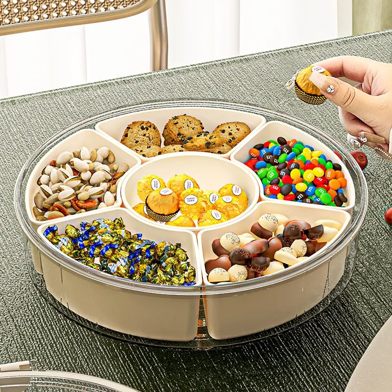 Round Snack Box With Handle With Lid Modern Home Six Division Rotating Fruit Tray Sealed Moisture-Proof Dry Fruit Tray Portable
Round Snack Box With Handle With Lid Modern Home Six Division Rotating Fruit Tray Sealed Moisture-Proof Dry Fruit Tray Portable