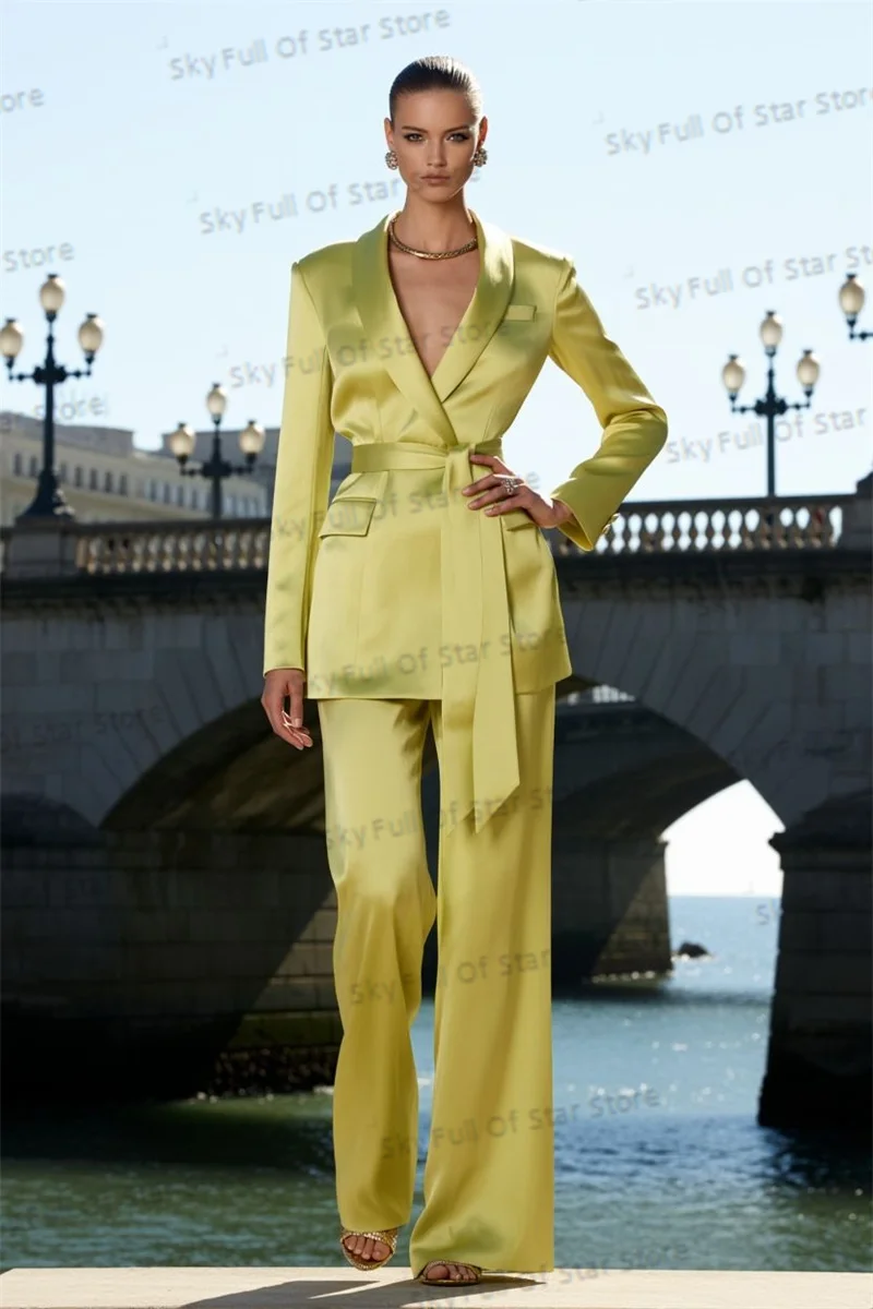 Yellow Satin Women Suit Pants Set Customized 2 Pcs Blazer+Trousers Belted Spring Formal Office Lady Jacket Wedding Prom Dress
Yellow Satin Women Suit Pants Set Customized 2 Pcs Blazer+Trousers Belted Spring Formal Office Lady Jacket Wedding Prom Dress