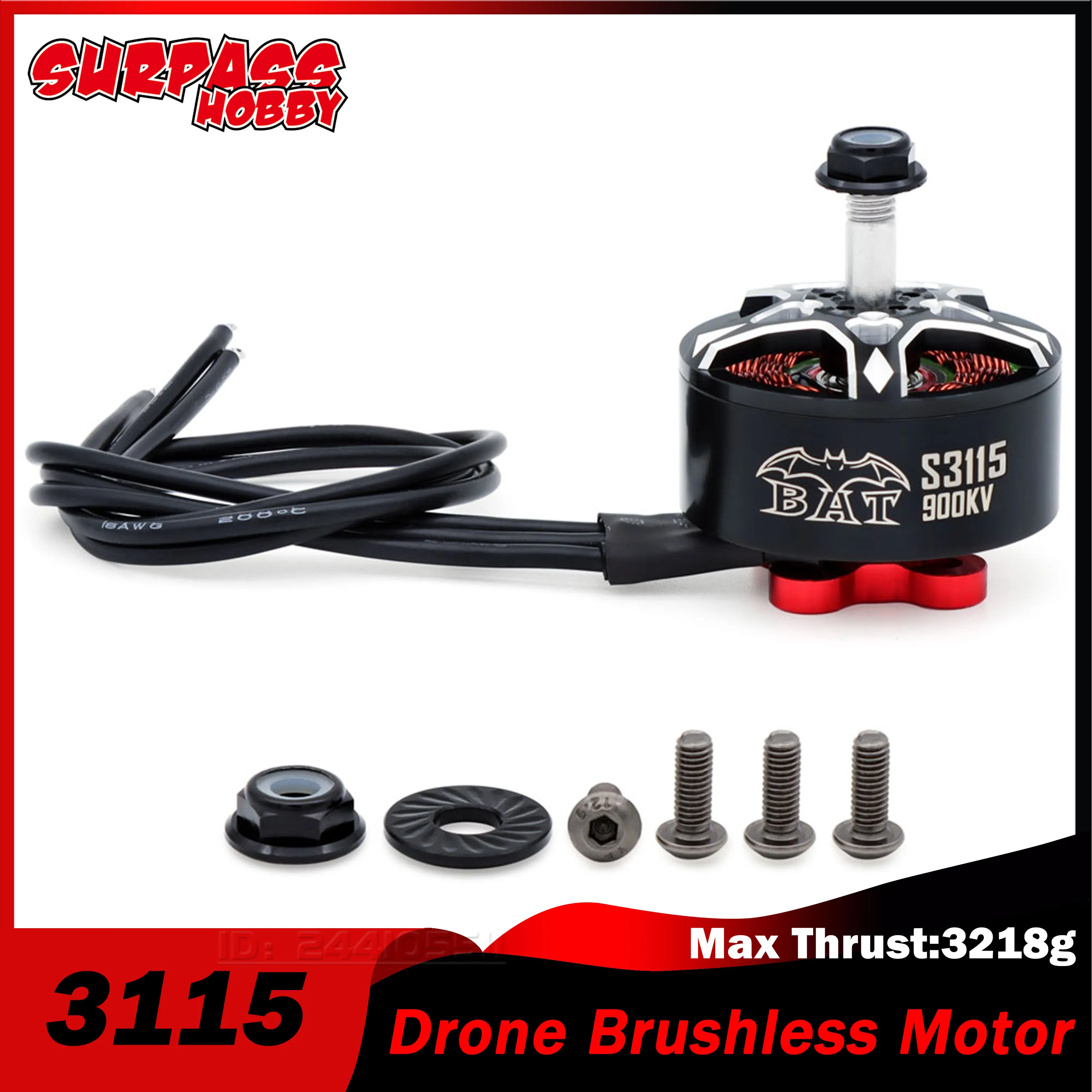 Surpass Hobby Bat S3115 900KV Outrunner Brushless Motor for RC Racing Drone FPV Quadcopter Multicopter 9045 9047 Prop Multirotor
Surpass Hobby Bat S3115 900KV Outrunner Brushless Motor for RC Racing Drone FPV Quadcopter Multicopter 9045 9047 Prop Multirotor