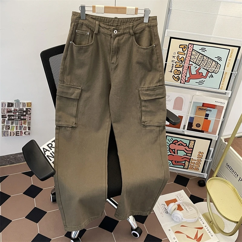 Loose Straight Leg Workwear Trousers for Men Waed ket Casual Pants American Coffee Color High Street Vibe Wide Leg Trousers
Loose Straight Leg Workwear Trousers for Men Waed ket Casual Pants American Coffee Color High Street Vibe Wide Leg Trousers