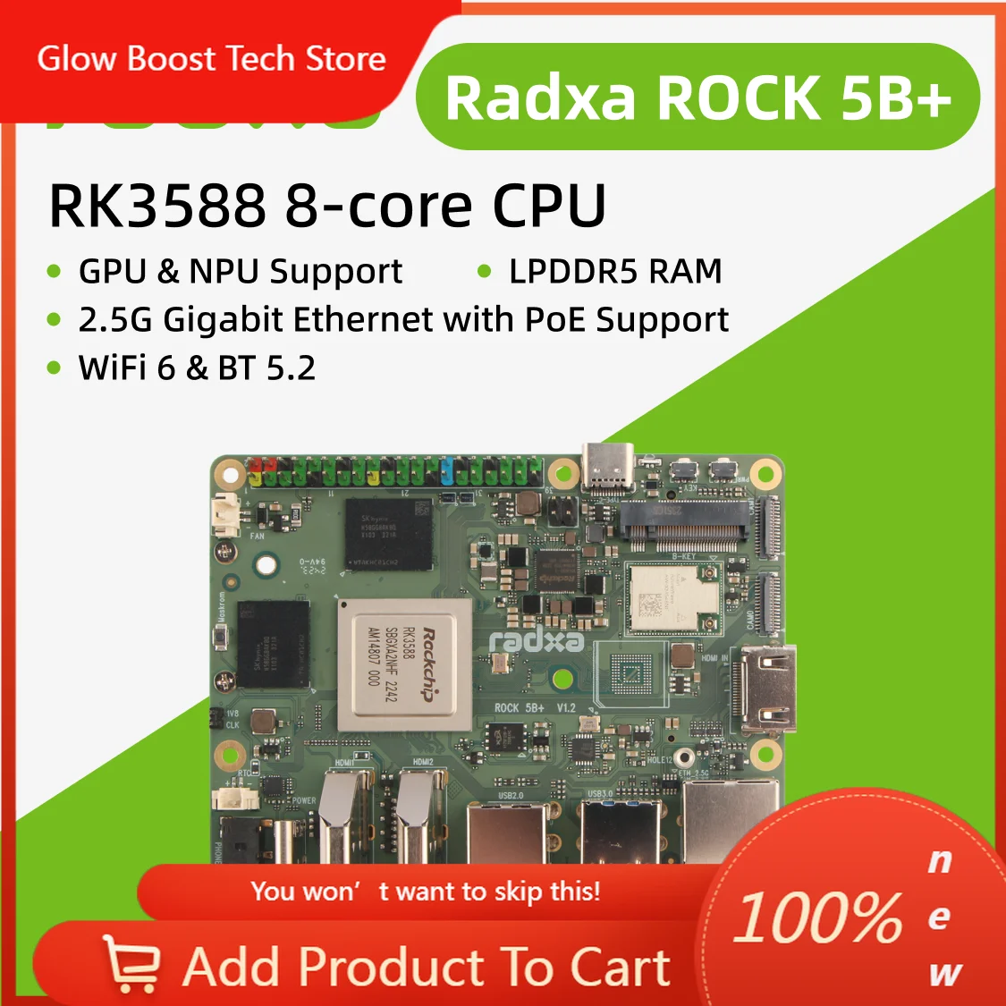 NYRadxa ROCK 5B+ RK3588 8-core CPU, GPU & NPU support, 8K HDMI, LPDDR5 RAM and WiFi 6 single board computer
NYRadxa ROCK 5B+ RK3588 8-core CPU, GPU & NPU support, 8K HDMI, LPDDR5 RAM and WiFi 6 single board computer