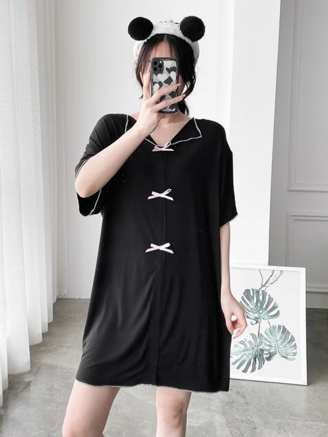 Summer Short Sleeve Sleep Dress Women's Loose Knot Decorative Home Short Skirt plus Size Comfortable Casual Wear
Summer Short Sleeve Sleep Dress Women's Loose Knot Decorative Home Short Skirt plus Size Comfortable Casual Wear