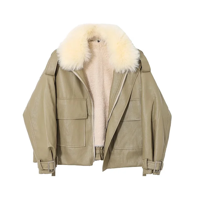 Big Fur Collar Parkas Coat For Women Thicken Winter Women's Cold Coat Thicken Windbreak PU Jackets Female Lambswool Coat 2023
Big Fur Collar Parkas Coat For Women Thicken Winter Women's Cold Coat Thicken Windbreak PU Jackets Female Lambswool Coat 2023