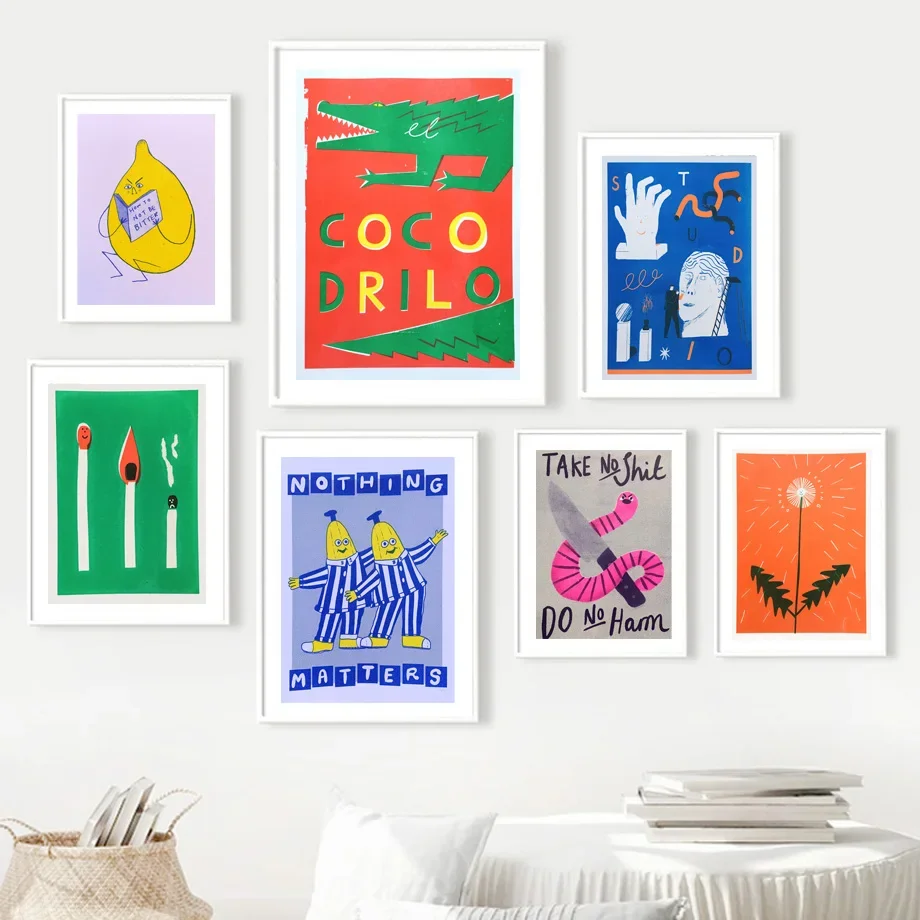 Match Dandelion Crocodile Lemon Retro Abstract Wall Art Canvas Painting Posters And Prints Wall Pictures For Living Room Decor
Match Dandelion Crocodile Lemon Retro Abstract Wall Art Canvas Painting Posters And Prints Wall Pictures For Living Room Decor