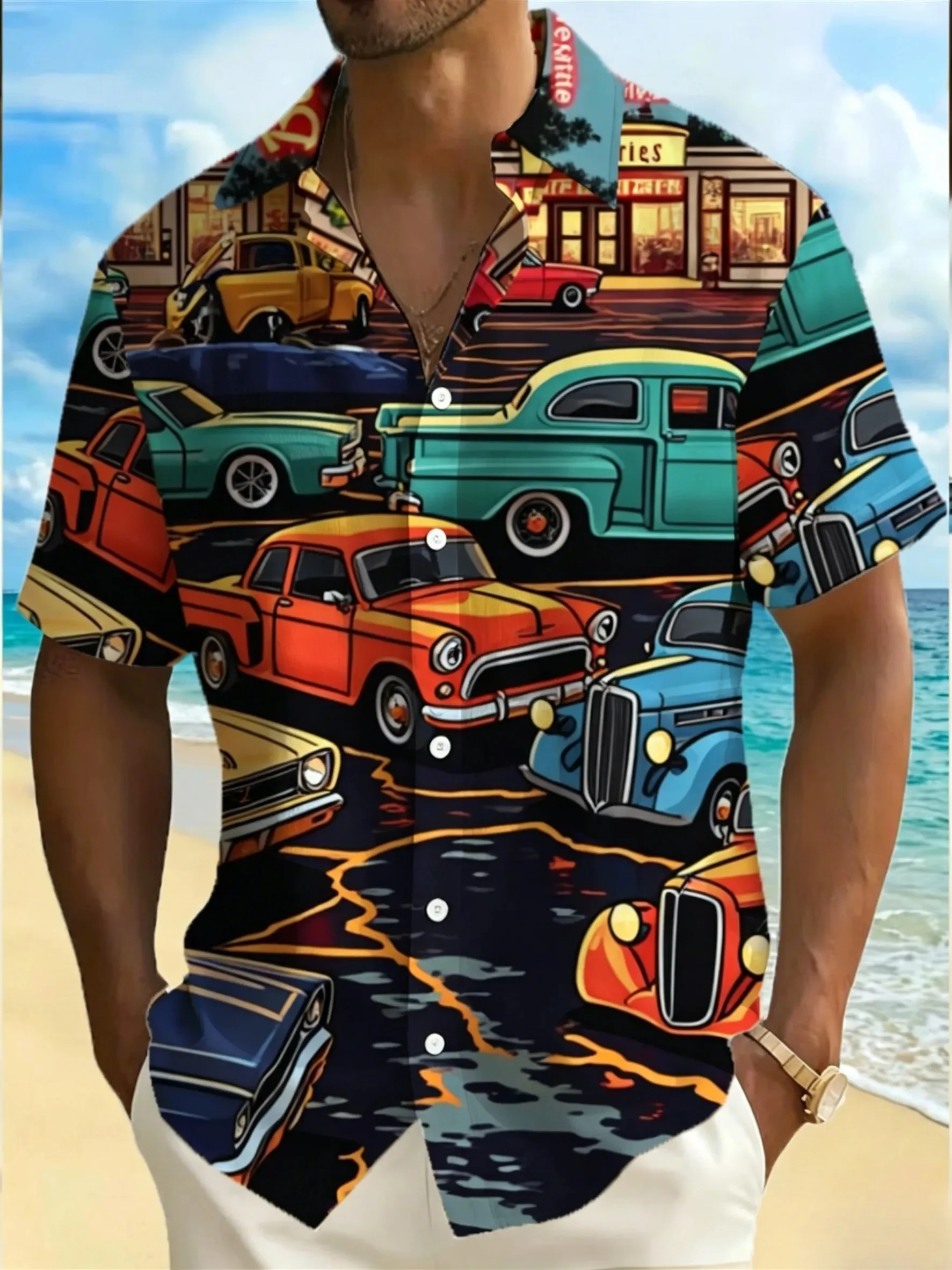 Men's Hawaiian Shirt Vintage Classic Car Route 66 Print Short Sleeve Button Down Casual Beach Aloha
Men's Hawaiian Shirt Vintage Classic Car Route 66 Print Short Sleeve Button Down Casual Beach Aloha