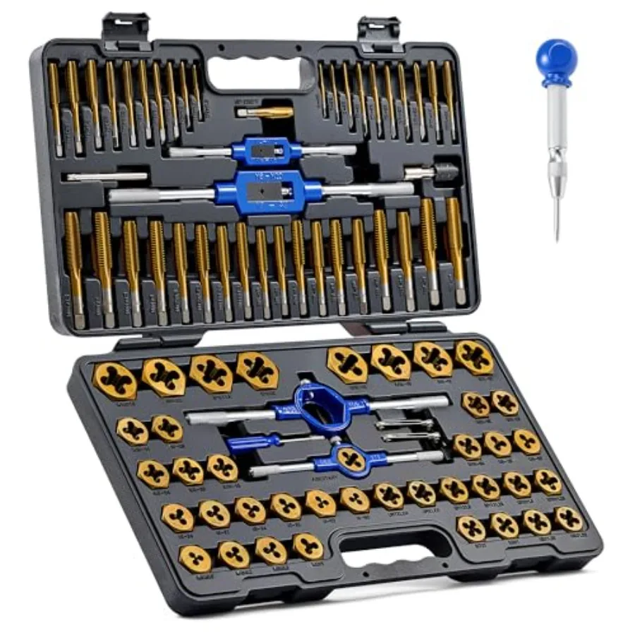 87pc Tap and Die Set, SAE and Metric Threading Tool Kit for Coarse & Fine Internal and External Threads, Complete Threading and
87pc Tap and Die Set, SAE and Metric Threading Tool Kit for Coarse & Fine Internal and External Threads, Complete Threading and