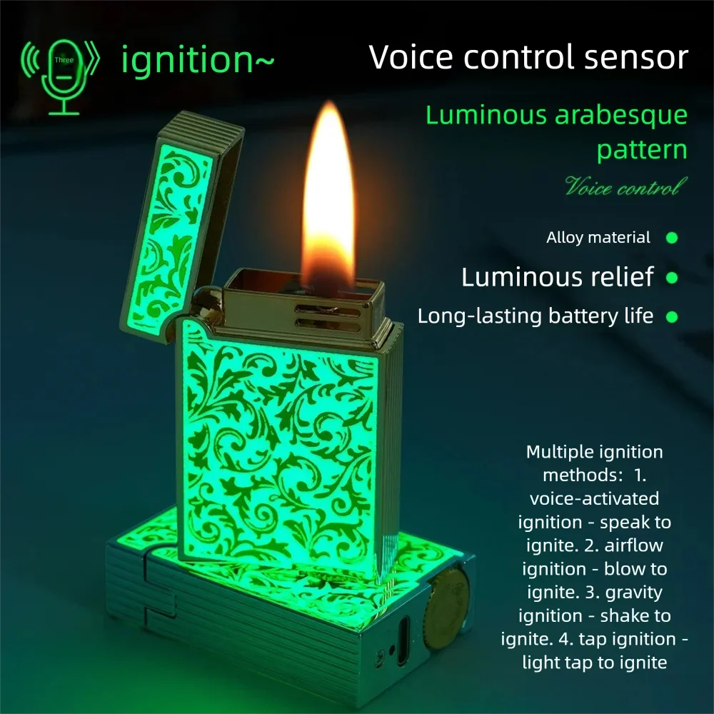 Luminous Intelligent Voice-controlled Kerosiene Lighter Metal Crisp and Pleasant Steel Tone Open Flame High-end Lighter Gift
Luminous Intelligent Voice-controlled Kerosiene Lighter Metal Crisp and Pleasant Steel Tone Open Flame High-end Lighter Gift