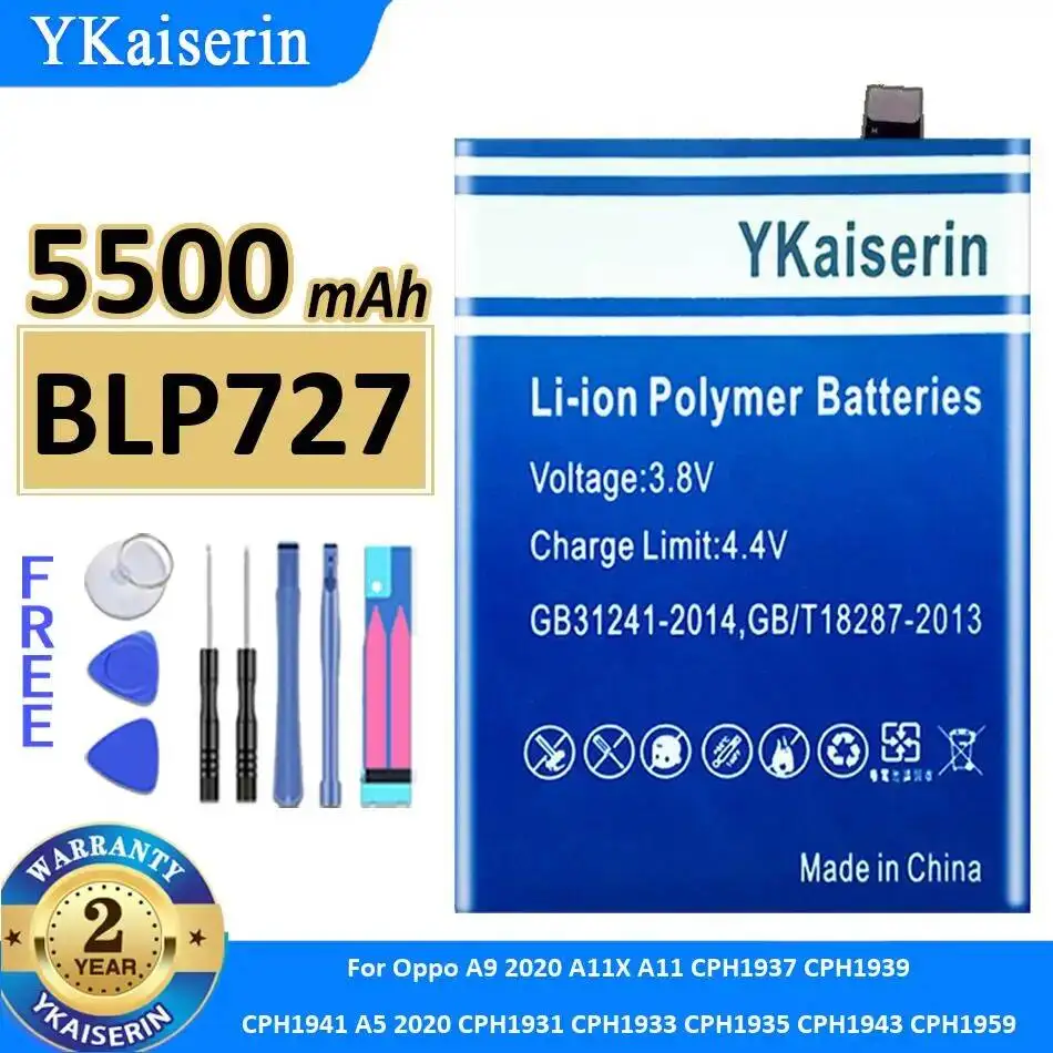 Battery BLP727 5500mAh For Oppo A9 2020 A11X A11 CPH1937 CPH1939 CPH1941 A5 2020 CPH1931 CPH1933 CPH1935 CPH1943 CPH1959
Battery BLP727 5500mAh For Oppo A9 2020 A11X A11 CPH1937 CPH1939 CPH1941 A5 2020 CPH1931 CPH1933 CPH1935 CPH1943 CPH1959