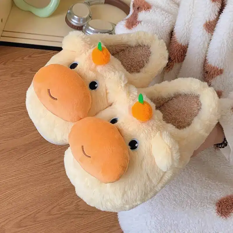 Unisex Home Slippers Cute Cow Furry Slippers 2025 Winter Unisex Warm Over Heel Non Slip Home & Outdoor Cotton Animal Slippers
Unisex Home Slippers Cute Cow Furry Slippers 2025 Winter Unisex Warm Over Heel Non Slip Home & Outdoor Cotton Animal Slippers