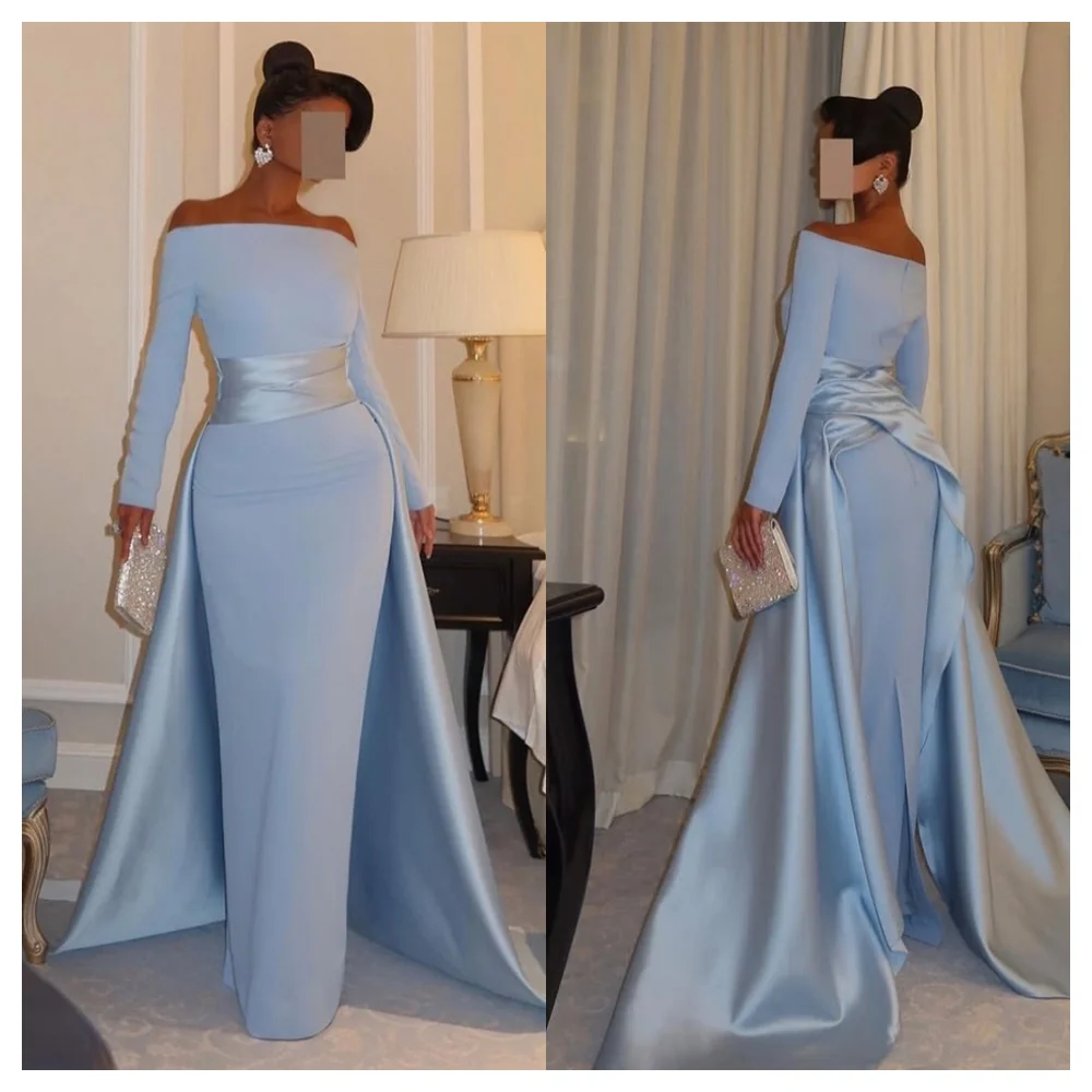 Customized Elegant Blue Jersey Evening Dress Simple Crew Neck Long Sleeves Party Dress Temperament Floor Length Celebrity Gowns
Customized Elegant Blue Jersey Evening Dress Simple Crew Neck Long Sleeves Party Dress Temperament Floor Length Celebrity Gowns
