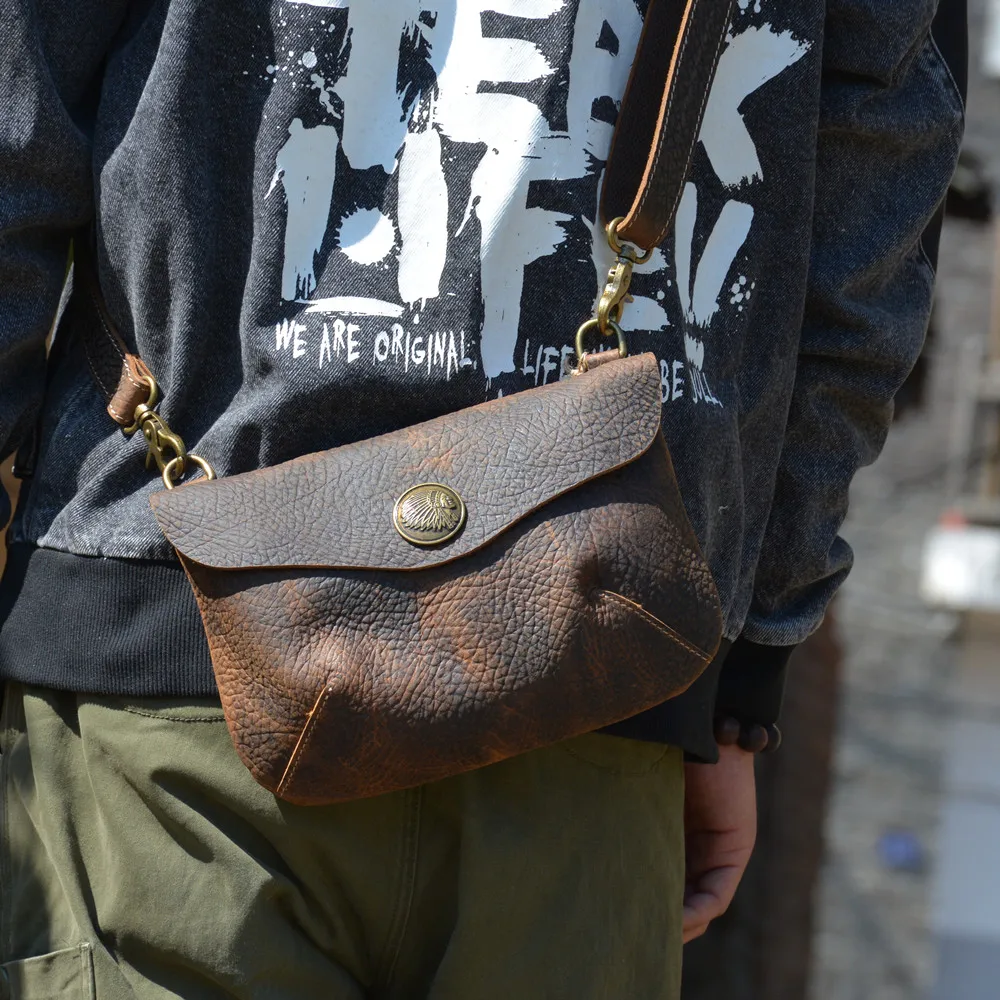 Vintage Style Genuine Cowhide Leather Men's Crossbody Bag Casual Single Shoulder Small Square Bag Phone Bag by Baggu
Vintage Style Genuine Cowhide Leather Men's Crossbody Bag Casual Single Shoulder Small Square Bag Phone Bag by Baggu
