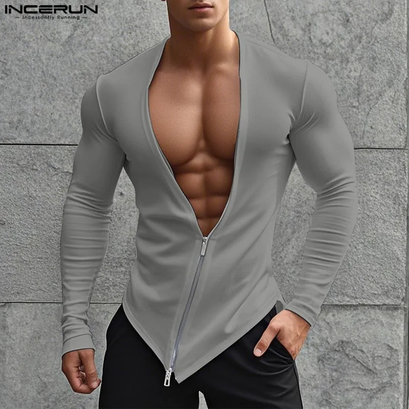 Fashion Casual Style Tops INCERUN New Men Knitted Solid Double Zipper T-shirts Sexy Male Personality Long Sleeved Camiseta S-5XL
Fashion Casual Style Tops INCERUN New Men Knitted Solid Double Zipper T-shirts Sexy Male Personality Long Sleeved Camiseta S-5XL