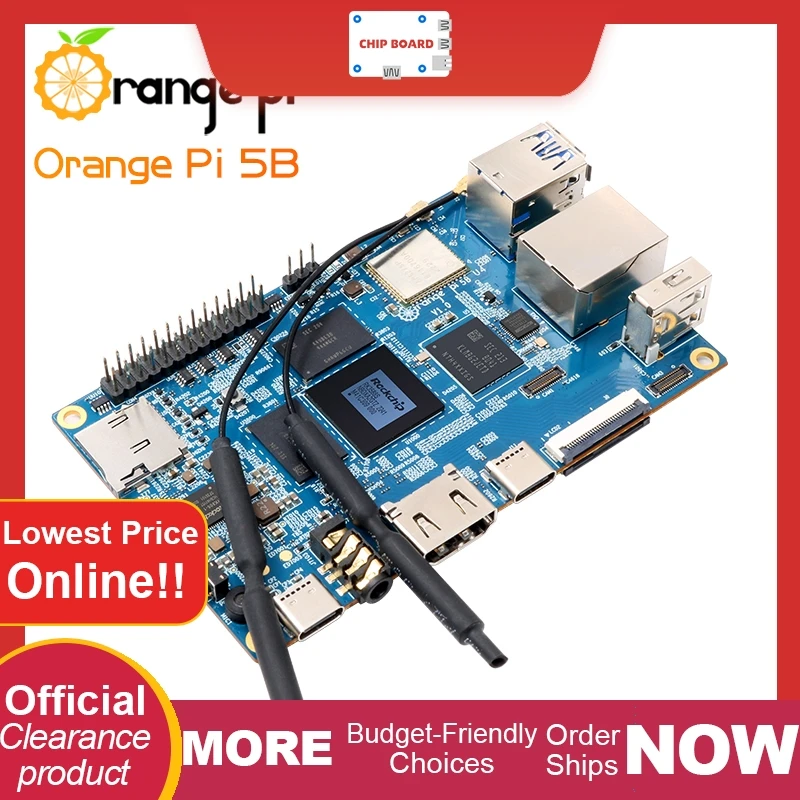 Orange Pi 5B SBC: RK3588S, 16GB RAM, 256GB eMMC, dual-band Wi-Fi/BT, GbE, 64-bit mini PC.
Orange Pi 5B SBC: RK3588S, 16GB RAM, 256GB eMMC, dual-band Wi-Fi/BT, GbE, 64-bit mini PC.